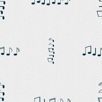 Music note sign icon. Musical symbol. Seamless abstract background with geometric shapes. illustration