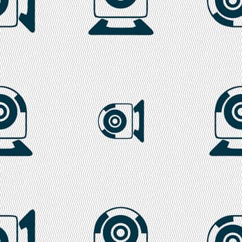 Webcam sign icon. Web video chat symbol. Camera chat. Seamless abstract background with geometric shapes. illustration