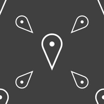 map poiner icon sign. Seamless pattern on a gray background. illustration