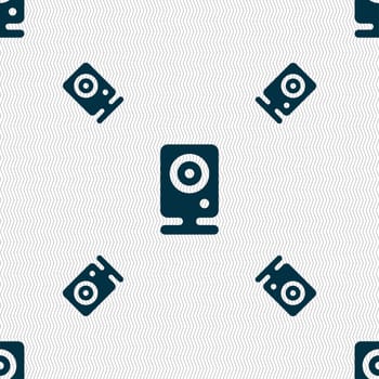 Web cam icon sign. Seamless pattern with geometric texture. illustration