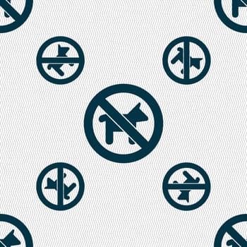 dog walking is prohibited icon sign. Seamless pattern with geometric texture. illustration