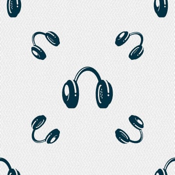 headsets icon sign. Seamless pattern with geometric texture. illustration