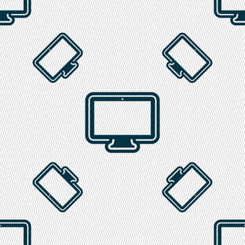 monitor icon sign. Seamless pattern with geometric texture. illustration