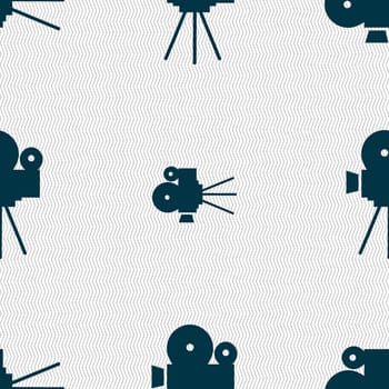 Video camera sign icon.content button. Seamless abstract background with geometric shapes. illustration