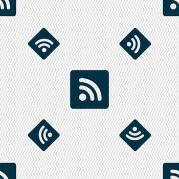 RSS feed icon sign. Seamless pattern with geometric texture. illustration