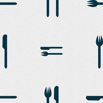 Eat sign icon. Cutlery symbol. Fork and knife. Seamless abstract background with geometric shapes. illustration