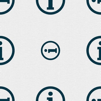 Information sign icon. Info speech bubble symbol. Seamless abstract background with geometric shapes. illustration