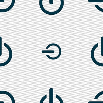 Power sign icon. Switch on symbol. Seamless abstract background with geometric shapes. illustration