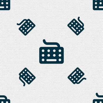 keyboard icon sign. Seamless pattern with geometric texture. illustration