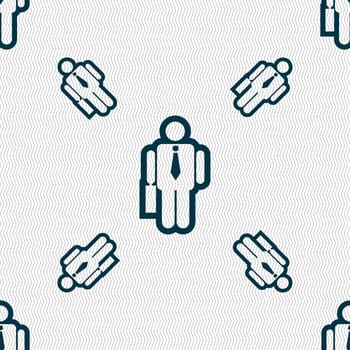 businessman icon sign. Seamless pattern with geometric texture. illustration