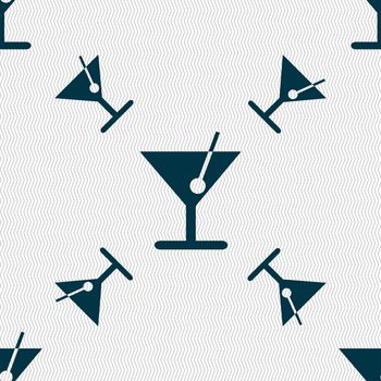 cocktail icon sign. Seamless pattern with geometric texture. illustration