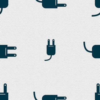 Electric plug sign icon. Power energy symbol. Seamless abstract background with geometric shapes. illustration