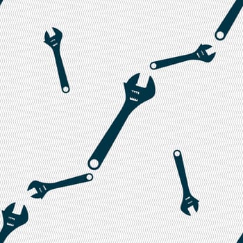 wrench icon sign. Seamless pattern with geometric texture. illustration