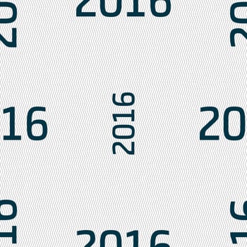 Happy new year 2016 sign icon. Calendar date. Seamless abstract background with geometric shapes. illustration