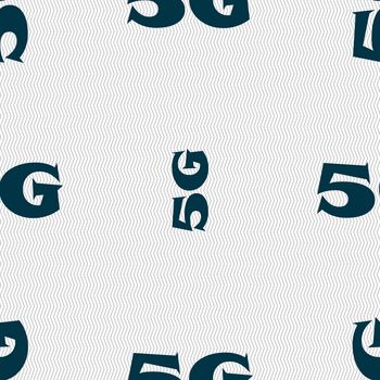 5G sign icon. Mobile telecommunications technology symbol. Seamless abstract background with geometric shapes. illustration