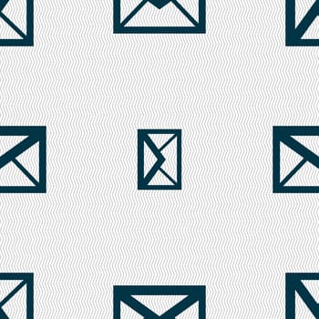 Mail icon. Envelope symbol. Message sign. navigation button. Seamless abstract background with geometric shapes. illustration