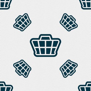 Shopping Cart icon sign. Seamless pattern with geometric texture. illustration