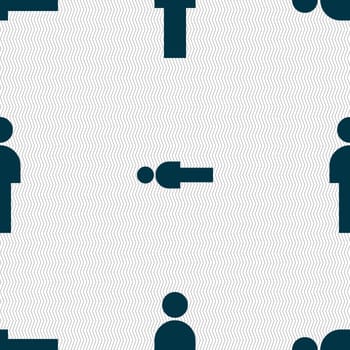 Human sign icon. Man Person symbol. Male toilet. Seamless abstract background with geometric shapes. illustration