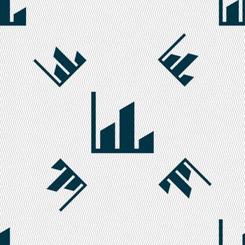 Chart icon sign. Seamless pattern with geometric texture. illustration