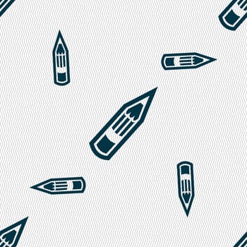 Pencil icon sign. Seamless pattern with geometric texture. illustration