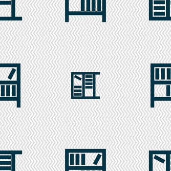 Bookshelf icon sign. Seamless abstract background with geometric shapes. illustration