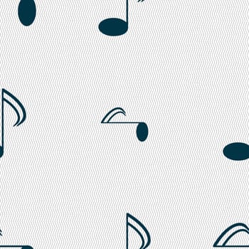 Music note sign icon. Musical symbol. Seamless abstract background with geometric shapes. illustration