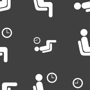 waiting icon sign. Seamless pattern on a gray background. illustration