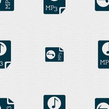 Audio, MP3 file icon sign. Seamless abstract background with geometric shapes. illustration