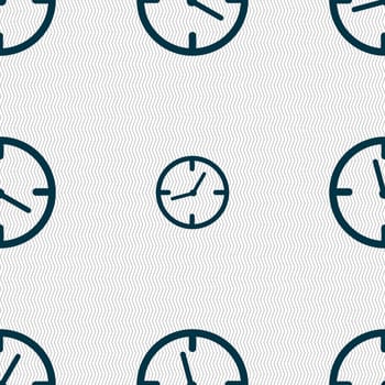 Clock time sign icon. Mechanical watch symbol. Seamless abstract background with geometric shapes. illustration