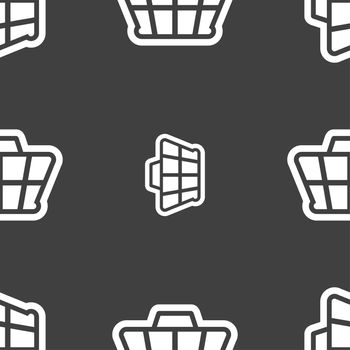 Shopping Cart icon sign. Seamless pattern on a gray background. illustration