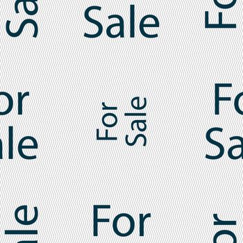 For sale sign icon. Real estate selling. Seamless abstract background with geometric shapes. illustration