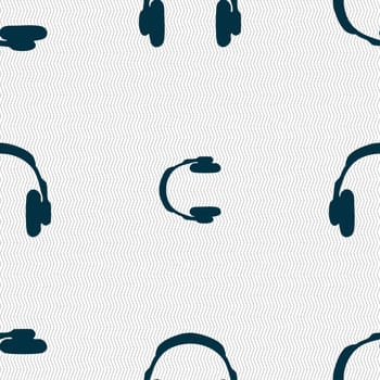 headsets icon sign. Seamless pattern with geometric texture. illustration