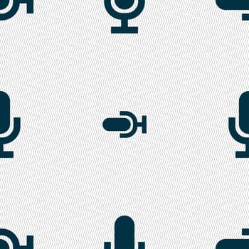 microphone icon sign. Seamless pattern with geometric texture. illustration