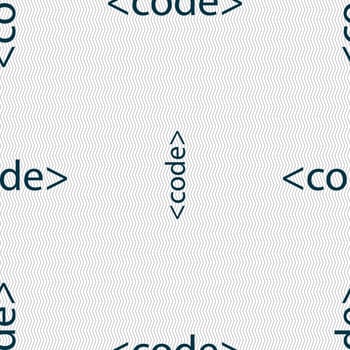 Code sign icon. Programming language symbol. Seamless abstract background with geometric shapes. illustration