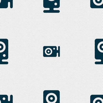 Web cam icon sign. Seamless pattern with geometric texture. illustration