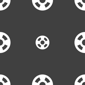 film icon sign. Seamless pattern on a gray background. illustration