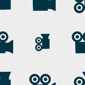 video camera icon sign. Seamless pattern with geometric texture. illustration