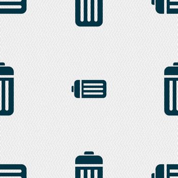 The trash icon sign. Seamless pattern with geometric texture. illustration