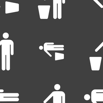 throw away the trash icon sign. Seamless pattern on a gray background. illustration