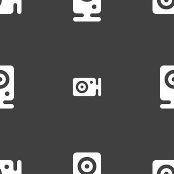 Web cam icon sign. Seamless pattern on a gray background. illustration