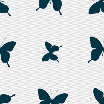 butterfly icon sign. Seamless pattern with geometric texture. illustration