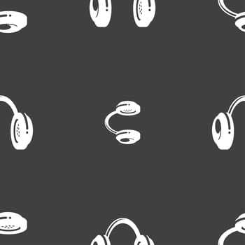 headsets icon sign. Seamless pattern on a gray background. illustration