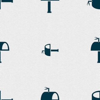 Mailbox icon sign. Seamless abstract background with geometric shapes. illustration