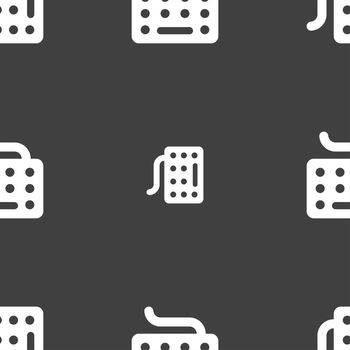keyboard icon sign. Seamless pattern on a gray background. illustration