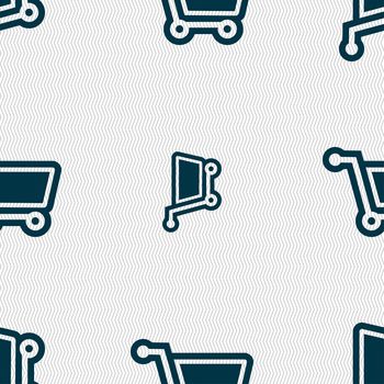 shopping cart icon sign. Seamless pattern with geometric texture. illustration