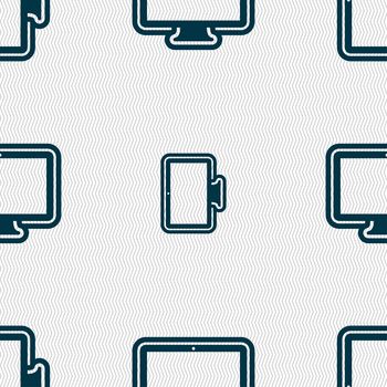 monitor icon sign. Seamless pattern with geometric texture. illustration