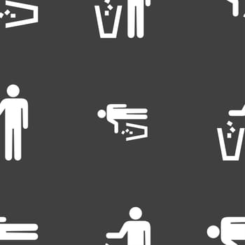 throw away the trash icon sign. Seamless pattern on a gray background. illustration