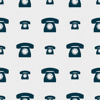 Retro telephone icon symbol. Seamless abstract background with geometric shapes. illustration