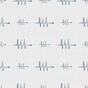 Cardiogram monitoring sign icon. Heart beats symbol. Seamless abstract background with geometric shapes. illustration