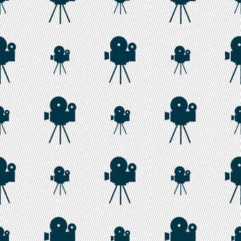 Video camera sign icon.content button. Seamless abstract background with geometric shapes. illustration